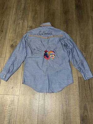 Vintage JC Penney Big Mac Shirt Womens Medium Blue Embroidered Rooster II108 - Image 1 of 4