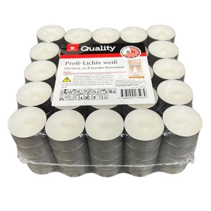 100 Teelichter 8h Brenndauer Teelicht Kerzen weiss in Alu Hülse Teelichte Gastro - Bild 1 von 2