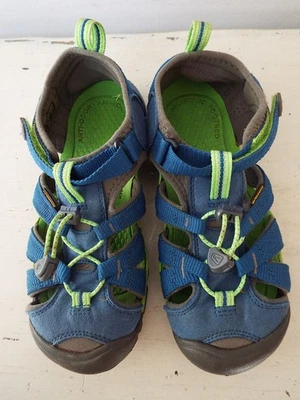 Sandalias de senderismo Keen Seacamp azules verdes para niños grandes talla 3 Foto 1 de 4