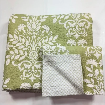 Edredón Laura Ashley Rowland Reina Verde con Falsa Floral Reversible Granja Foto 1 de 4