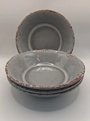 Juego de 4 cuencos de melamina Gianna's Home gris marrón diseño craquelado rústico de granja Foto 1 de 4