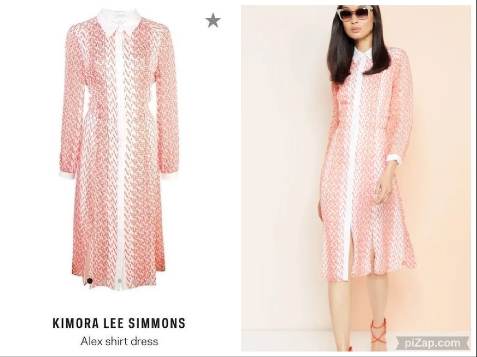 VESTIDO CAMISERO RUNWAY KIMORA LEE SIMMONS NUEVA YORK ROJO SEDA TEXTURIZADO ALEX MIDI 12 Foto 1 de 4