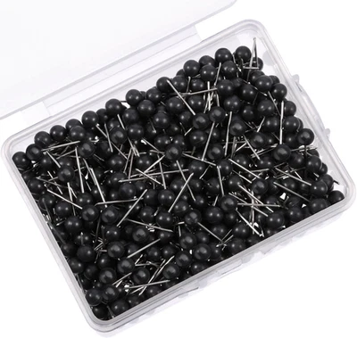 500 Pack Map Push Pins Bulk 1/8 Inch Black Map Tacks Traveling Bulletin Board Su - Image 1 of 4