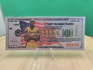 Kobe Bryant Most Valuable Player $100 Silver Foil Novelty Banknote 5x Champion - Picture 1 of 3
