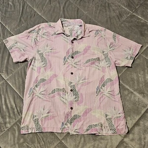 Tommy Bahama Island Zone Men's Aloha SS Shirt XL Hawaiian Bird of Paradise Pink - Picture 1 of 11