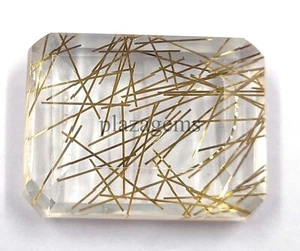 137,60 ct Smaragdschliff Goldan Rutilquarz zertifiziert loser Edelstein 5 ARB - Bild 1 von 6
