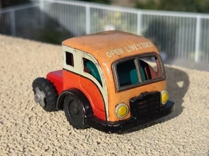 50's Orig VTGTin Litho Toy  Truck"OPEN LIVESTOCK"  working Friction Motor - Picture 1 of 7