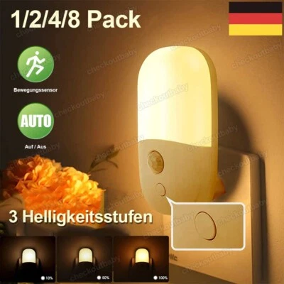 Dimmbar LED Nachtlicht mit Bewegungsmelder Steckdose Nachtlampe Steckdosenlicht - Bild 1 von 4
