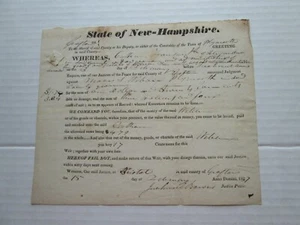 GRAFTON COUNTY NEW HAMPSHIRE; 13 FEBRUARY 1837 ATTACHMENT OF GOODS, C. FOUNTAIN - Picture 1 of 2