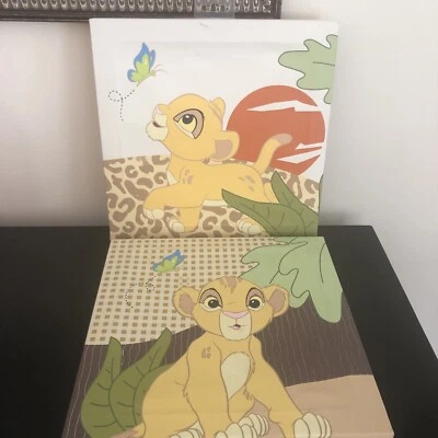 Bebé Guardería Rey León Decoración Colgante de Pared Disney 2 Impresiones en Lienzo Foto 1 de 4