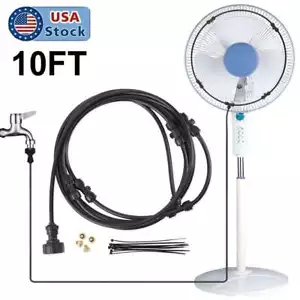 10 FT Hose Outdoor Patio Water Misting Cooling System Fan MisterNozzles Set - Picture 1 of 12