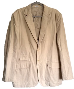 CALVIN KLEIN Pinstripe Cotton (Linen Look) Sports Coat - Men's Size Large -Cream - Picture 1 of 12