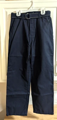 Pantalones de vestir Eddie Bauer para niños talla 12 sarga uniforme escolar azul marino con cinturón NUEVO Foto 1 de 4