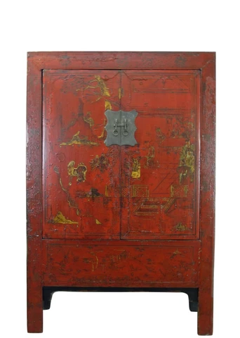 Red Antique Chinese Chinoiserie Style Cabinet Cover