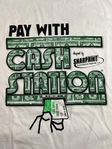 Vintage Hanes Heavy Cotton Single Stitch Cash Station T-Shirt Sharprint USA Made - Picture 1 of 8