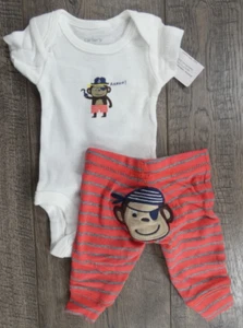 Baby Boy Clothes New Carter's 2pc Preemie Pirate Monkey Outfit - Picture 1 of 3