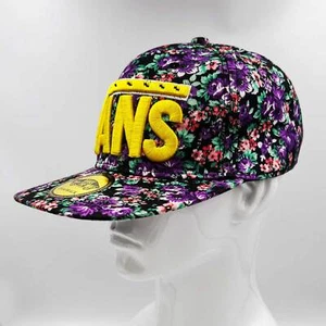 Vans - Wide Flat Brim Embroidered Baseball Cap | Flower Pattern and Double Snap - Picture 1 of 4