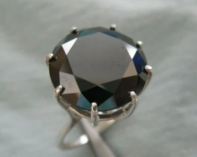 ANILLO DE DIAMANTES NEGROS NATURALES 100 % REALES 12,30 quilates, certificado, probador de diapositivas gratis talla 5 Foto 1 de 4