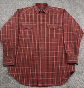 Vintage Polo Country Ralph Lauren Flannel Shirt Mens Medium Red Button Up  - Picture 1 of 14