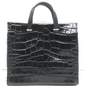 Clare V Croc Embossed Tote Bebe Leather Mini Bag Handbag Black