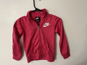 Nike Track Jacket Girls Sz 6x-7 Fuchsia Full Zip Embroidered Logo Swoosh - Picture 1 of 3