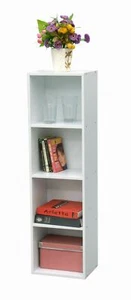 FREISTEHENDES WEISSES BÜCHERREGAL AUS HOLZ MIT 4 ETAGEN AUFBEWAHRUNG - Bild 1 von 3