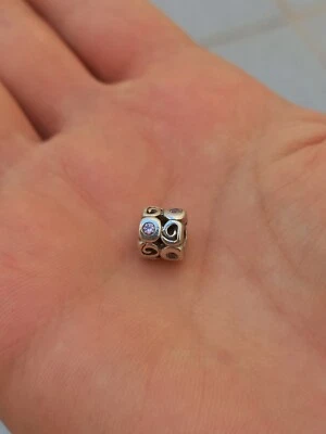 Authentic Pandora Pink Fantasy Swirl Zirconia 790263PCZ Charm Retired 925 Silver - Immagine 1 di 4