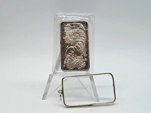 Vintage 1oz .999 Fine PAMP Suisse "Lady Fortuna" Bar With Sterling Silver Bezel - Picture 1 of 5
