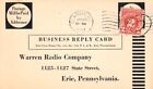 Pennsylvania Clarion 1937 machine  2c Postage Due on Business Reply Postcard.