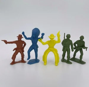 Vintage MPC Western Cowboys Indians Marines Army Men 2” Plastic LOT RARE - Picture 1 of 6