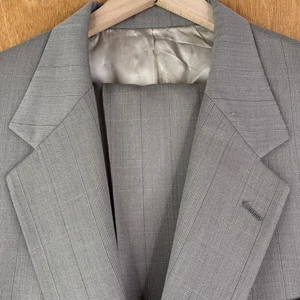 Stafford Suit Mens 42S Gray Glen Check 2 Button 100% Wool Pants 36x29 Pleated - Picture 1 of 22