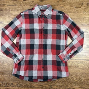 Eddie Bauer Shirt Mens Tall Large Red Black Gray Plaid Slim Fit Flannel Casual - Picture 1 of 11