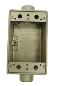 Red Dot AFSC-1 Aluminum 1-Gang Feed-Through Box w/ 1/2″ Threaded Hubs - Picture 1 of 7