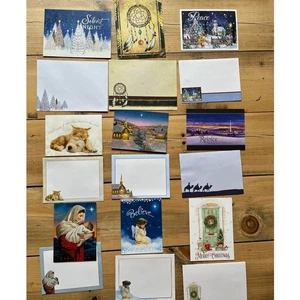 Menge 9 gemischte Weihnachten Urlaub Grußkarten mit Umschlägen. Landschaft.Tiere - Bild 1 von 2