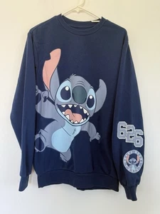 Disney STITCH 626 OHANA MEANS FAMILY Blue Crew Neck Oversized Sweatshirt Size M - Picture 1 of 6