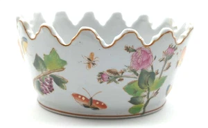 Vntg English Hand-Painted Porcelain Oval 6” x 4" Scalloped Cachepot Jardinière - Picture 1 of 11
