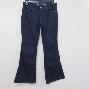 Pantalones de mezclilla AEO American Eagle bordados acampanados reales para mujer talla 6 cortos lavado oscuro - Imagen 1 de 11