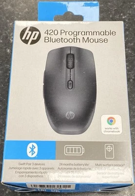 HP 420 Programmable Bluetooth Mouse. Black. Multi Surface. Swift Pair 3 Devices. - Image 1 of 2