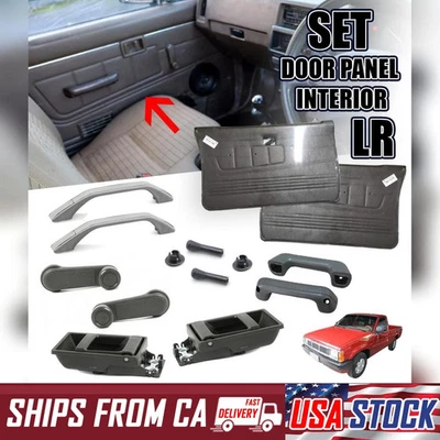 SET DOOR PANEL SIDE HANDLE LOCK INTERIOR LR FOR NISSAN D21 TD BDI PICKUP 87-90 - Image 1 of 4