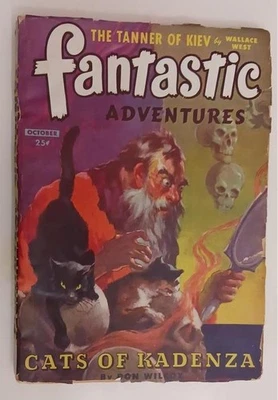 FANTASTIC ADVENTURES PULP OCT 1944 J ALLEN ST JOHN SKULLS CAT COVER WALLACE WEST Foto 1 de 4