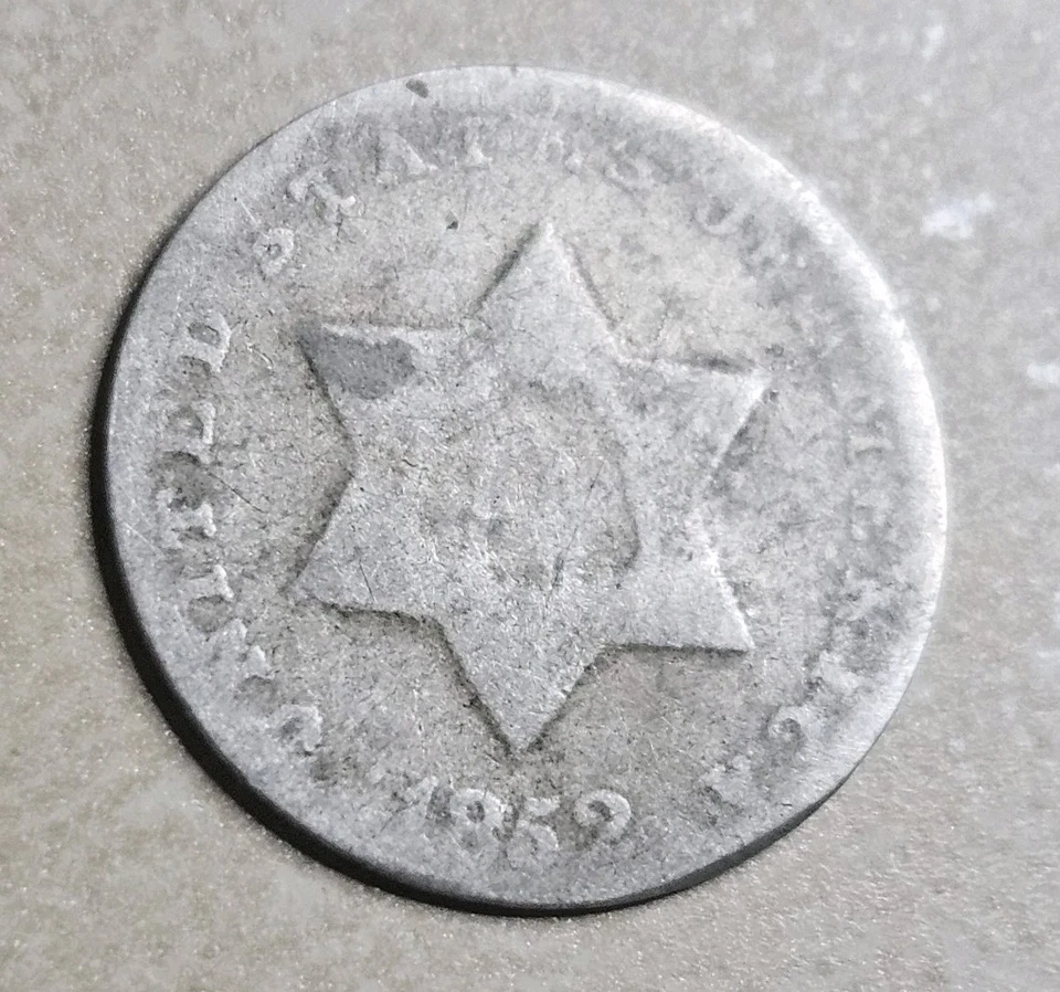 1852 Three Cent Silver Trime RARE CONTEMPORARY Bogus 3c - Image 1 of 4