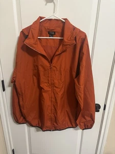 Men's Burnt Orange Zip Up Hooded IZOD XFG Windbreaker Jacket Coat Size L - Picture 1 of 6