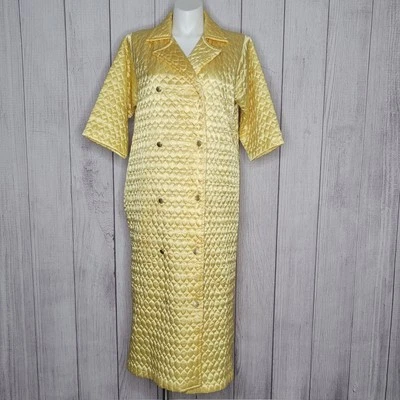 Vintage 50s Paulette of New York Yellow Satin-y Quilted Coat, XXL - Image 1 of 4