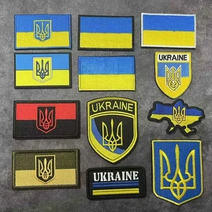 Ukrainische Flagge Stickerei Stoff Patch Dreizack Armband Soldat Abzeichen Militär - Bild 1 von 27