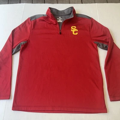 NWOT Official USC Trojans Football 1/4 Zip Fanatics Sweatshirt Large Red NCAA - Image 1 of 4