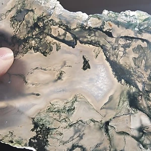 Green moss agate slab, light purple agate. BIG 8 1/2" x 6" x 1/4", 1lb .2oz - Picture 1 of 20