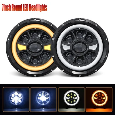 For Ford Pinto 1974-1978 DOT 7" Inch LED Headlights DRL Turn Signal Amber Combo - Image 1 of 4