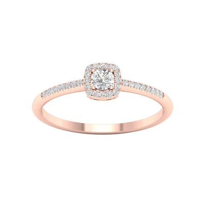 Anel feminino Halo Promise corte redondo 0,25 CT diamante cultivado em laboratório com ouro rosa 10k - Imagem 1 de 4