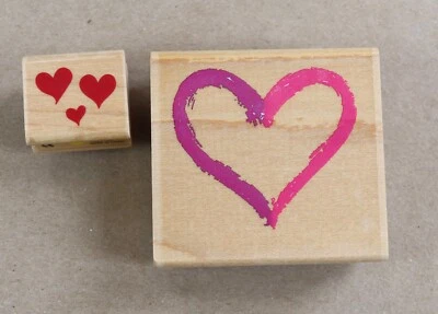 Brushed Heart Rubber Stamp Medium Posh Impressions #550F14 + Delta HEART Small - Image 1 of 4