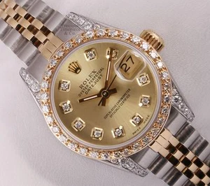 Rolex Lady Datejust 26mm 18k/SS Diamond Bezel-Champagne Diamond Dial-Diamond Lug - Picture 1 of 7